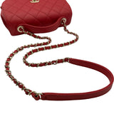 シャネル CHANEL ビジネスアフィティニティスモールショルダーバッグ A93749 25番台 レッド ゴールド金具 キャビアスキン レディース ショルダーバッグ