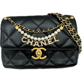 シャネル CHANEL マトラッセロゴチャームチェーンショルダー AS4986 ブラック ゴールド金具 ラムスキン レディース ショルダーバッグ