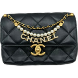 シャネル CHANEL マトラッセロゴチャームチェーンショルダー AS4986 ブラック ゴールド金具 ラムスキン レディース ショルダーバッグ