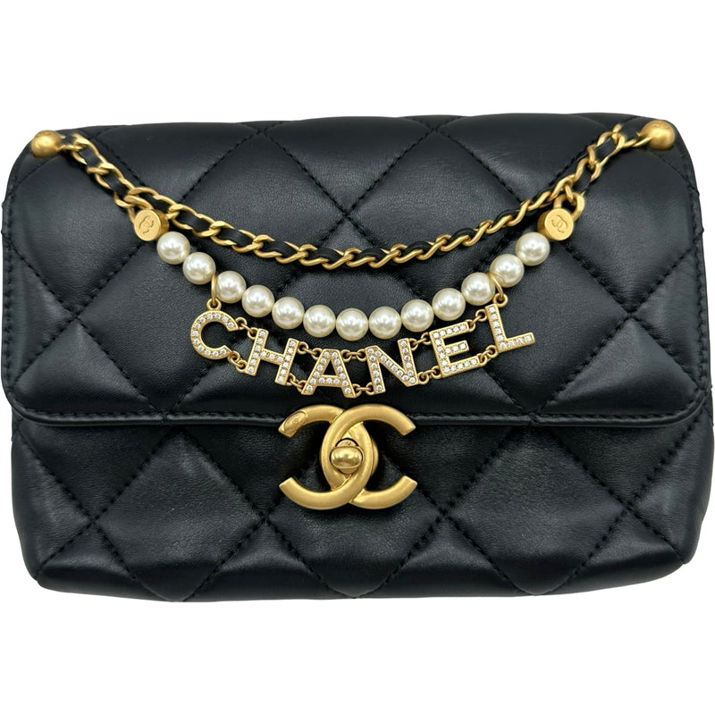 シャネル CHANEL マトラッセロゴチャームチェーンショルダー AS4986