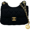 シャネル CHANEL スモールホーボーバッグ ブラック ゴールド金具 コットンジャージー レディース ショルダーバッグ