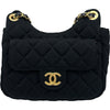 シャネル CHANEL スモールホーボーバッグ ブラック ゴールド金具 コットンジャージー レディース ショルダーバッグ