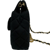 シャネル CHANEL スモールホーボーバッグ ブラック ゴールド金具 コットンジャージー レディース ショルダーバッグ