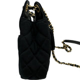 シャネル CHANEL スモールホーボーバッグ ブラック ゴールド金具 コットンジャージー レディース ショルダーバッグ