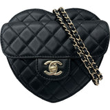 シャネル CHANEL ハートシェイプチェーンショルダーバッグ AS5764 ブラック ゴールド金具 ラムスキン レディース ショルダーバッグ