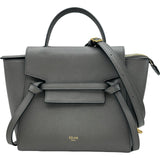 セリーヌ CELINE ベルトバッグナノ 189003 グレー ゴールド金具 レザー レディース ショルダーバッグ