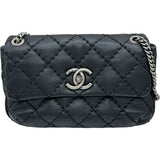 シャネル CHANEL ワイルドステッチチェーンショルダー 17番台 ブラック シルバー金具 カーフスキン レディース ショルダーバッグ