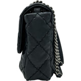 シャネル CHANEL ワイルドステッチチェーンショルダー 17番台 ブラック シルバー金具 カーフスキン レディース ショルダーバッグ