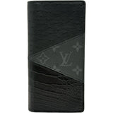 ルイ・ヴィトン LOUIS VUITTON ポルトフォイユ・ブラザ N81872 ノワール クロコ/オーストリッチ メンズ 長財布