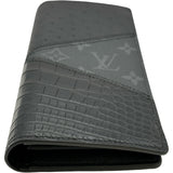 ルイ・ヴィトン LOUIS VUITTON ポルトフォイユ・ブラザ N81872 ノワール クロコ/オーストリッチ メンズ 長財布