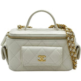 シャネル CHANEL マトラッセトップハンドル2WAYバニティ AP3017 ホワイト ゴールド金具 キャビアスキン レディース ショルダーバッグ