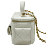 シャネル CHANEL マトラッセトップハンドル2WAYバニティ AP3017 ホワイト ゴールド金具 キャビアスキン レディース ショルダーバッグ