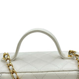 シャネル CHANEL マトラッセトップハンドル2WAYバニティ AP3017 ホワイト ゴールド金具 キャビアスキン レディース ショルダーバッグ