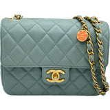シャネル CHANEL ミニマトラッセ AS3737 ブルーグレー ゴールド金具 ラムスキン レディース ショルダーバッグ