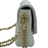シャネル CHANEL ミニフラップバッグ AS3757 グレー ゴールド金具 ラムスキン レディース ショルダーバッグ