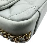 シャネル CHANEL ミニフラップバッグ AS3757 グレー ゴールド金具 ラムスキン レディース ショルダーバッグ