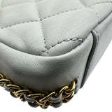 シャネル CHANEL ミニフラップバッグ AS3757 グレー ゴールド金具 ラムスキン レディース ショルダーバッグ