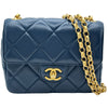 シャネル CHANEL マトラッセメダルチャームチェーンショルダー ブルー ゴールド金具 ラムスキン レディース ショルダーバッグ