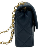 シャネル CHANEL マトラッセメダルチャームチェーンショルダー ブルー ゴールド金具 ラムスキン レディース ショルダーバッグ
