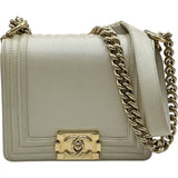 シャネル CHANEL ボーイシャネルチェーンショルダーバッグ AS3018 アイボリー系 ゴールド金具 キャビアスキン レディース ショルダーバッグ
