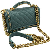 シャネル CHANEL ボーイシャネルトップハンドルショルダーバッグ A94805 グリーン ゴールド金具 ラムスキン レディース ショルダーバッグ