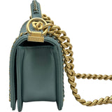 シャネル CHANEL ボーイシャネルトップハンドルショルダーバッグ A94805 グリーン ゴールド金具 ラムスキン レディース ショルダーバッグ
