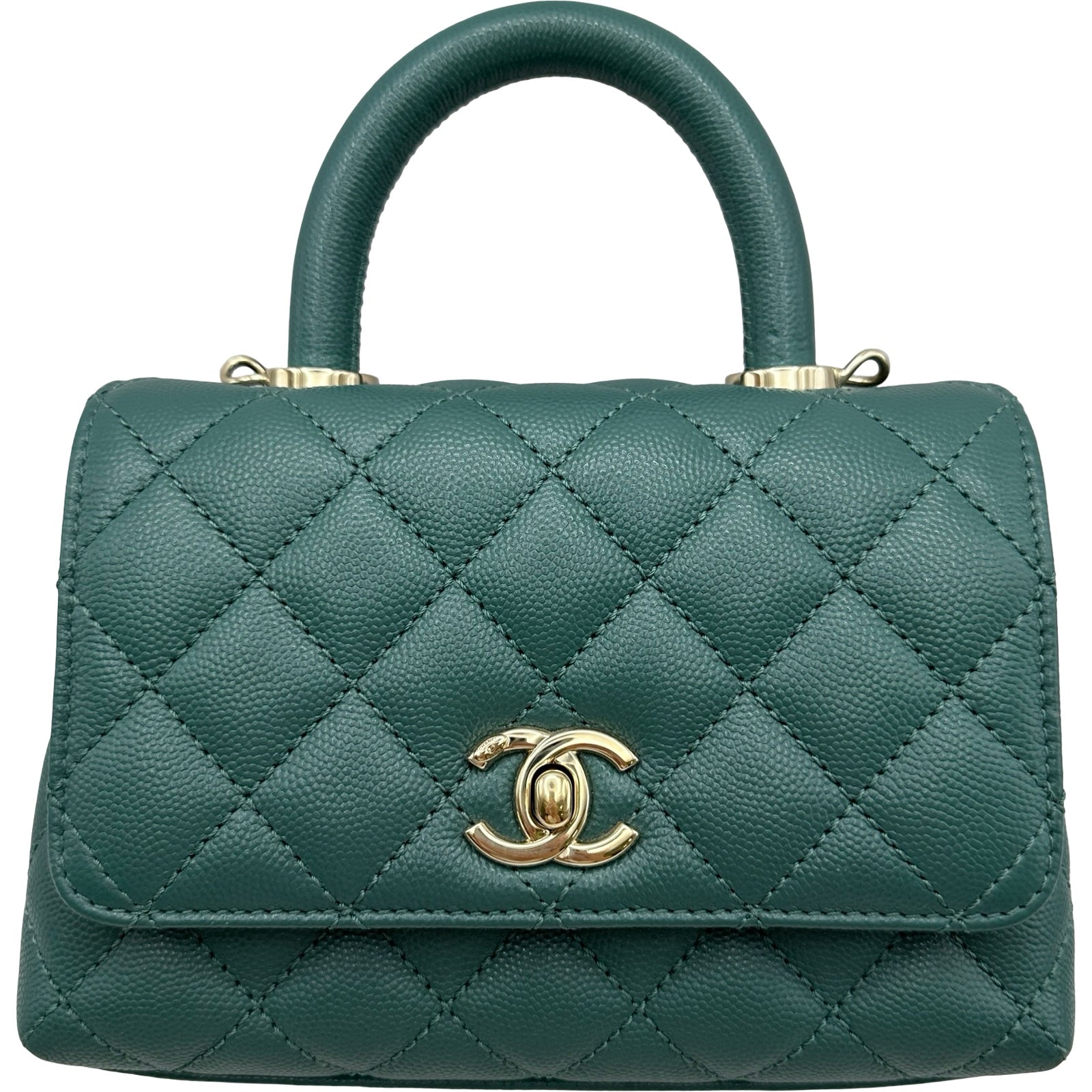 シャネル CHANEL ココハンドルXXS AS2215 グリーン ゴールド金具