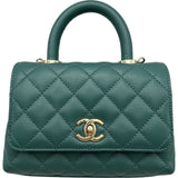 シャネル CHANEL ココハンドルXXS AS2215 グリーン ゴールド金具 キャビアスキン レディース ショルダーバッグ