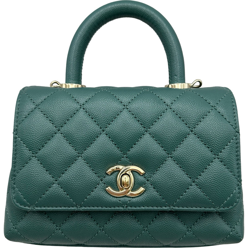 シャネル CHANEL ココハンドルXXS AS2215 グリーン ゴールド金具