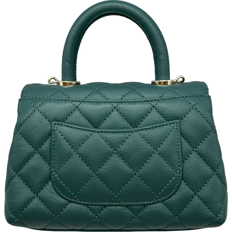 シャネル CHANEL ココハンドルXXS AS2215 グリーン ゴールド金具