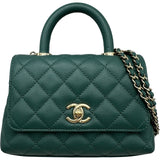 シャネル CHANEL ココハンドルXXS AS2215 グリーン ゴールド金具 キャビアスキン レディース ショルダーバッグ