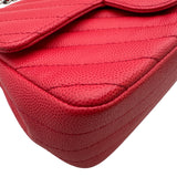 シャネル CHANEL ミニマトラッセ20 Vステッチ A69900 25番台 レッド シルバー金具 キャビアスキン レディース ショルダーバッグ