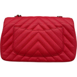 シャネル CHANEL ミニマトラッセ20 Vステッチ A69900 25番台 レッド シルバー金具 キャビアスキン レディース ショルダーバッグ