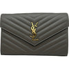 サンローラン SAINT LAURENT カサンドラクラシックチェーンウォレット 377828 グレー ゴールド金具 レザー レディース ショルダーバッグ