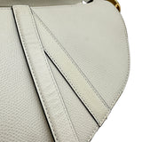 クリスチャン・ディオール Christian Dior サドルバッグ ホワイト ゴールド金具 レザー レディース ショルダーバッグ
