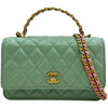 シャネル CHANEL マトラッセトップハンドルチェーンウォレット ライトグリーン シャイニーカーフ レディース ウォレットチェーン