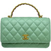 シャネル CHANEL マトラッセトップハンドルチェーンウォレット ライトグリーン シャイニーカーフ レディース ウォレットチェーン