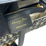 クリスチャン・ディオール Christian Dior オブリークサドルバッグ ネイビー ゴールド金具 キャンバス レディース ショルダーバッグ