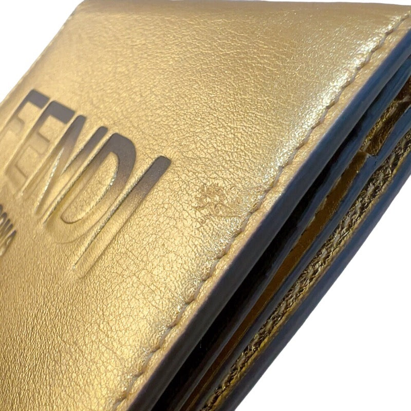 フェンディ FENDI ローマフェンディ ミディアムウォレット 8M0468 ゴールド　ゴールド金具 レザー レディース 二つ折り財布