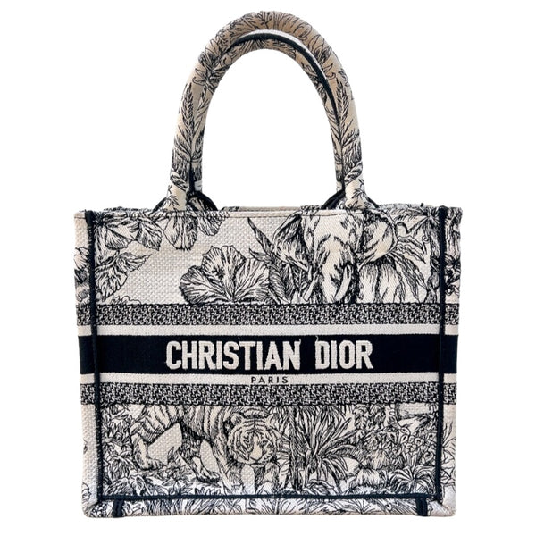 クリスチャン・ディオール Christian Dior ブックトート スモール ホワイト ブラック キャンバス レディース トートバッグ