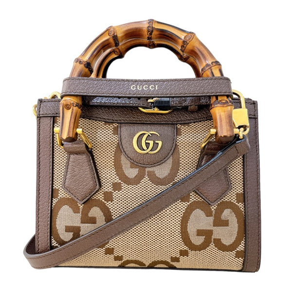 グッチ GUCCI ダイアナミニトートバッグ 655661 ブラウン ゴールド金具 GGキャンバス ジャンボGG レディース ハンドバッグ