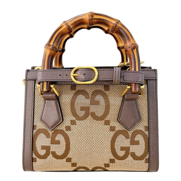 グッチ GUCCI ダイアナミニトートバッグ 655661 ブラウン ゴールド金具 GGキャンバス ジャンボGG レディース ハンドバッグ