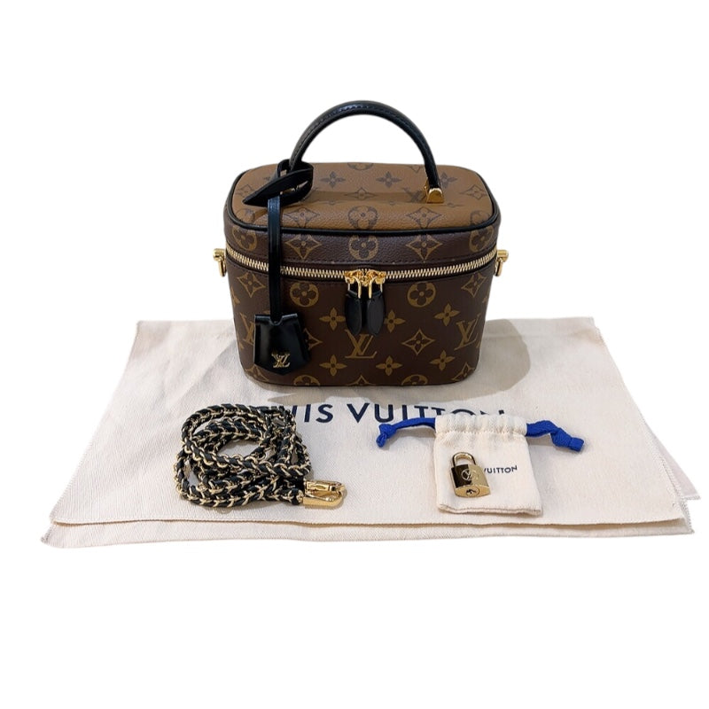 ルイ・ヴィトン LOUIS VUITTON ヴァニティNV PM M45165 ブラウン　ゴールド金具 モノグラム リバース レディース ハンドバッグ