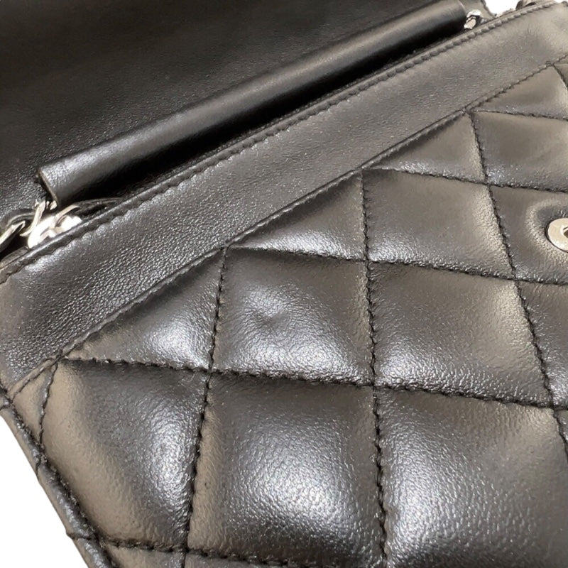 シャネル CHANEL マトラッセ チェーンウォレット A33814 ブラック　シルバー金具 ラムスキン レディース ショルダーバッグ