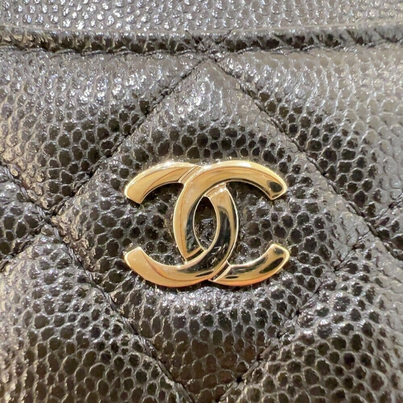 シャネル CHANEL マトラッセ　ジップコインカードケース AP2061 ブラック　ゴールド金具 キャビアスキン レディース コインケース