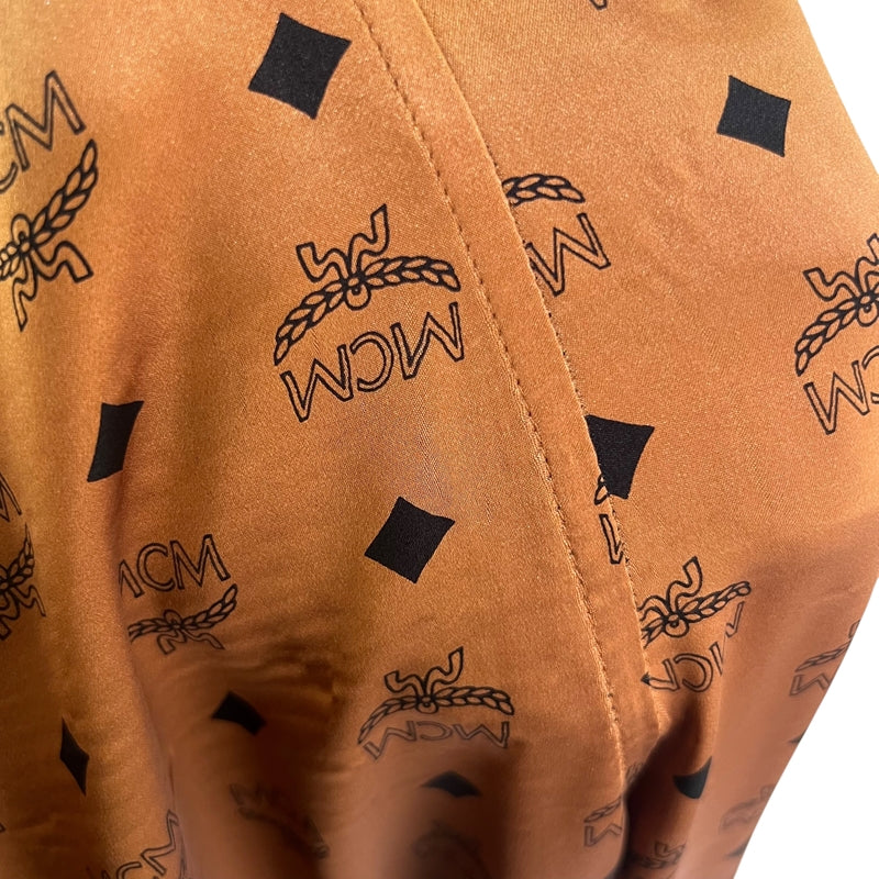 エム・シー・エム MCM ロゴ総柄プリント シルクパンツ MHPSBM01oo00M Mサイズ ブラウン シルク１００ メンズ パンツ