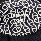 エルメス HERMES シェーヌダンクル柄Tシャツワンピース ネイビー コットン レディース ワンピース