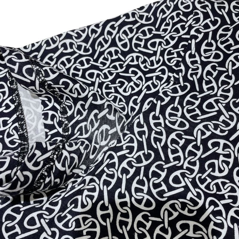 エルメス HERMES シェーヌダンクル柄Tシャツワンピース ネイビー コットン レディース ワンピース
