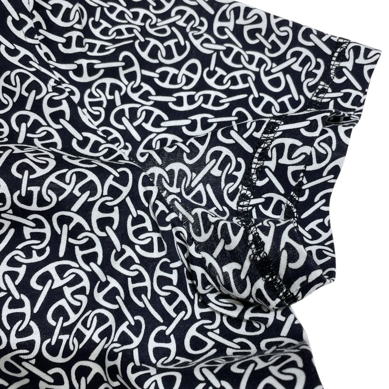エルメス HERMES シェーヌダンクル柄Tシャツワンピース ネイビー コットン レディース ワンピース