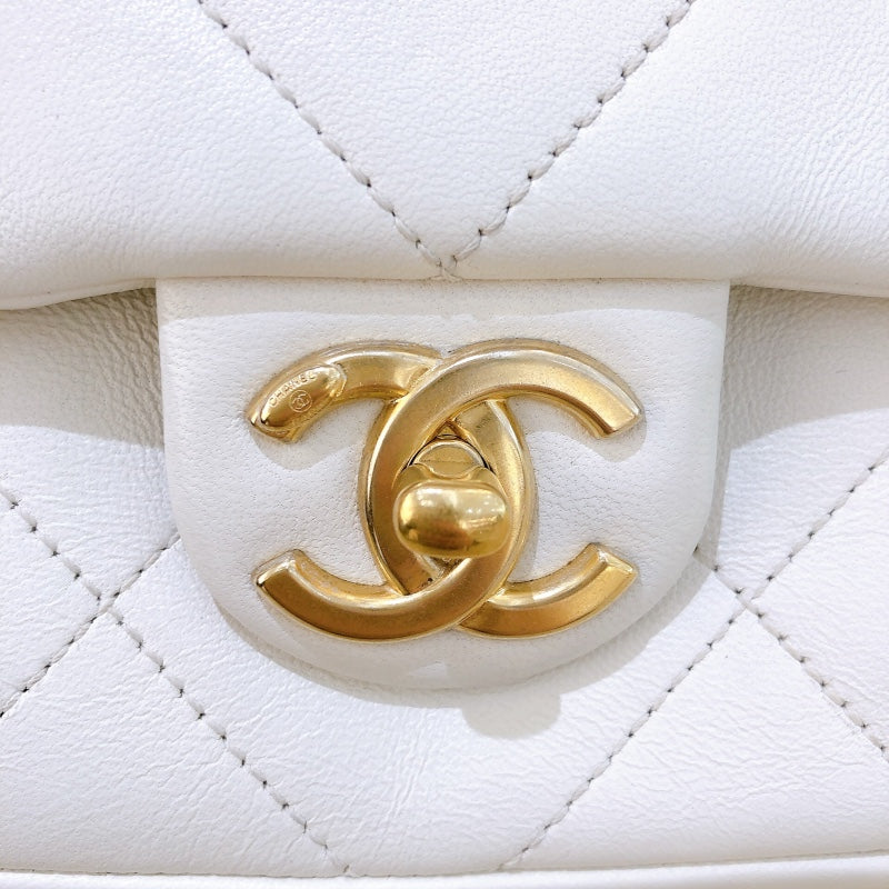 シャネル CHANEL マトラッセスモールフラップバッグ AS1466 ホワイト/ゴールド金具 カーフ レディース ショルダーバッグ